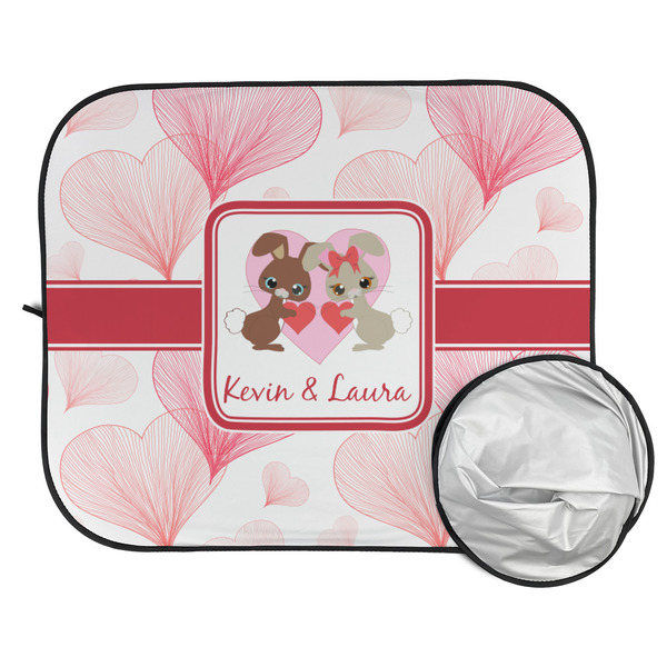 Hearts & Bunnies Car Sun Shades - FOLDED & UNFOLDED