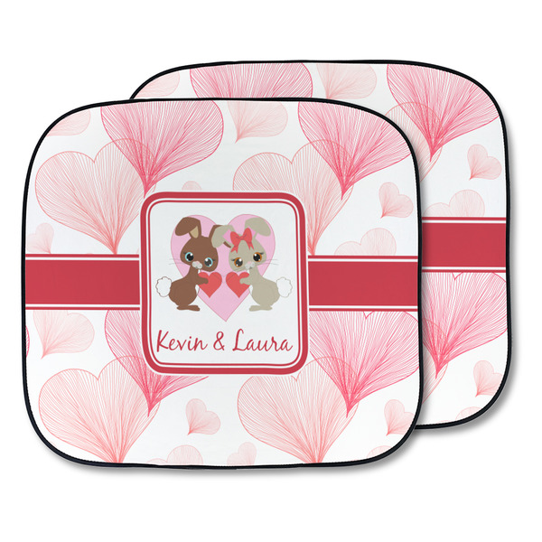 Custom Hearts & Bunnies Car Sun Shade - Two Piece (Personalized)