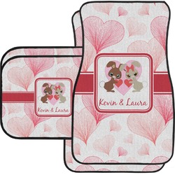 Hearts & Bunnies Car Floor Mats Set - 2 Front & 2 Back (Personalized)