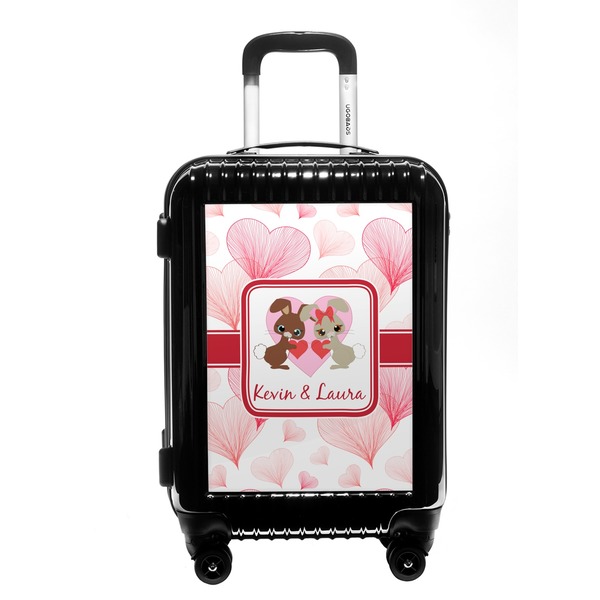 Custom Hearts & Bunnies Carry On Hard Shell Suitcase (Personalized)
