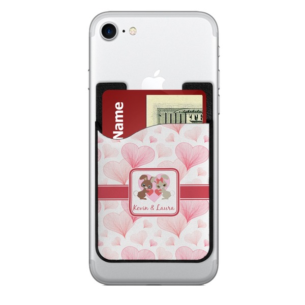 Custom Hearts & Bunnies 2-in-1 Cell Phone Credit Card Holder & Screen Cleaner (Personalized)