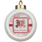 Hearts & Bunnies Ceramic Ball Ornament (Personalized)