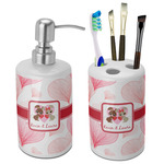 Hearts & Bunnies Ceramic Bathroom Accessories Set (Personalized)