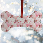 Hearts & Bunnies Ceramic Dog Ornament w/ Couple's Names