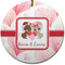 Hearts & Bunnies Ceramic Flat Ornament - Circle (Front)