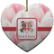Hearts & Bunnies Ceramic Flat Ornament - Heart (Front)