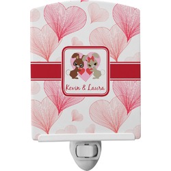 Hearts & Bunnies Ceramic Night Light (Personalized)