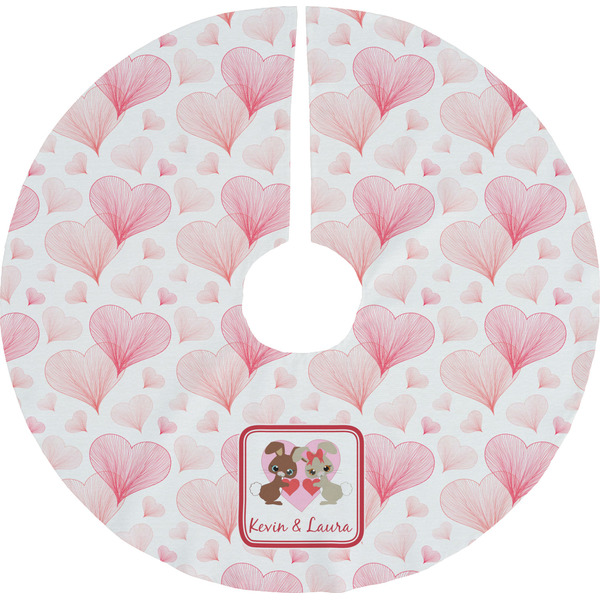 Custom Hearts & Bunnies Tree Skirt (Personalized)