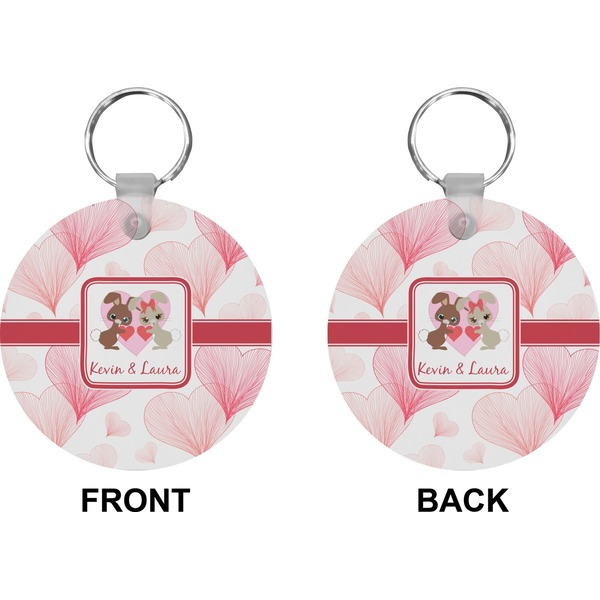 Hearts & Bunnies Circle Keychain (Front + Back)