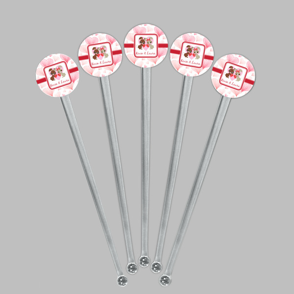 Hearts & Bunnies Clear Plastic 7" Stir Stick - Round - Fan View