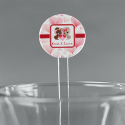 Hearts & Bunnies 7" Round Plastic Stir Sticks - Clear (Personalized)
