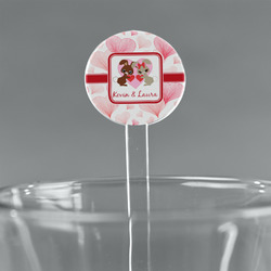 Hearts & Bunnies 5.5" Round Plastic Stir Sticks - Clear (Personalized)