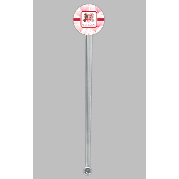 Hearts & Bunnies Clear Plastic 7" Stir Stick - Round - Single Stick