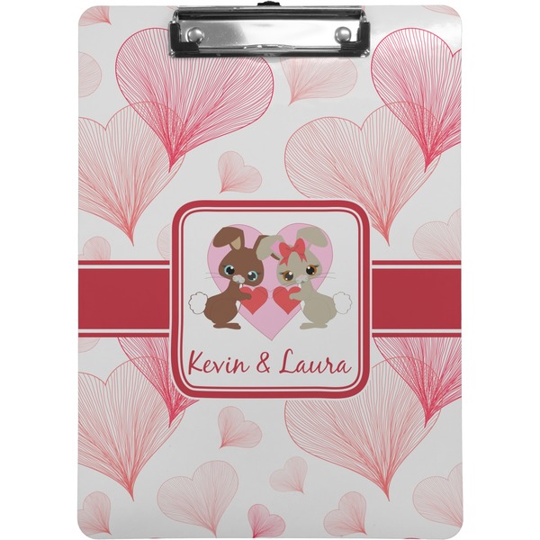 Custom Hearts & Bunnies Clipboard (Letter Size) (Personalized)