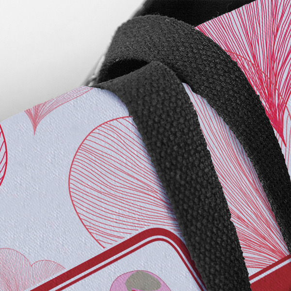 Hearts & Bunnies Closeup of Tote w/Black Handles