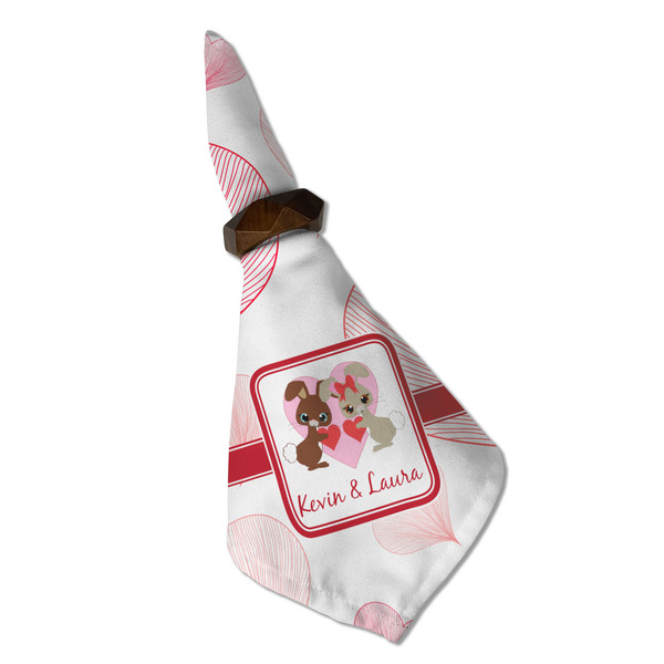 Hearts & Bunnies Cloth Napkins - Personalized Dinner (Folded in Ring) (MAIN)