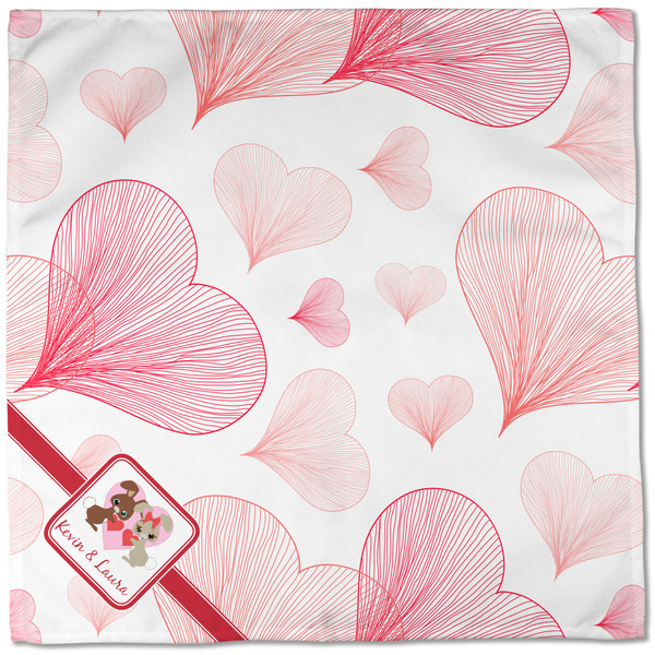 Hearts & Bunnies Cloth Napkins - Personalized Dinner (Full Open)