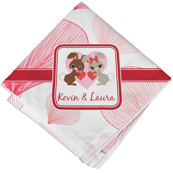 Hearts & Bunnies Cloth Napkins - Personalized Lunch (Folded Four Corners)