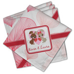 Hearts & Bunnies Cloth Cocktail Napkins - Set of 4 w/ Couple's Names