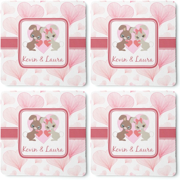 Hearts & Bunnies Coaster Rubber Back - Apvl