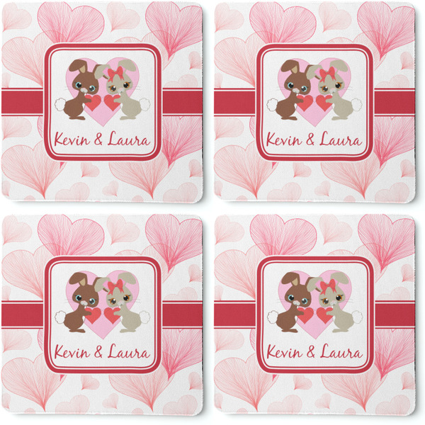 Hearts & Bunnies Coaster Rubber Back - Apvl