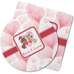 Hearts & Bunnies Rubber Backed Coaster (Personalized)
