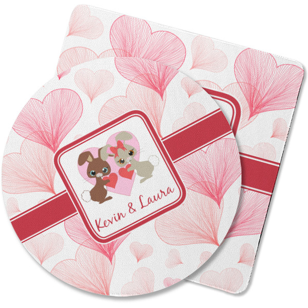 Custom Hearts & Bunnies Rubber Backed Coaster (Personalized)