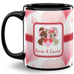 Hearts & Bunnies 11 Oz Coffee Mug - Black (Personalized)