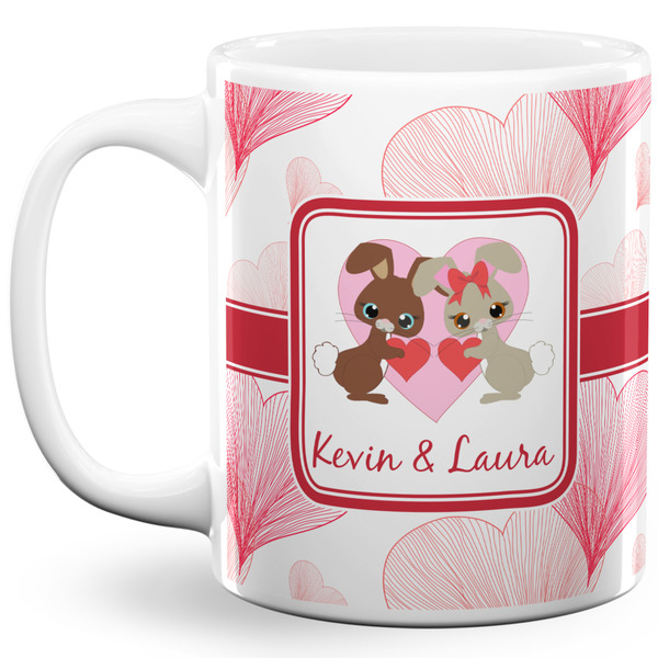 Custom Hearts & Bunnies 11 Oz Coffee Mug - White (Personalized)