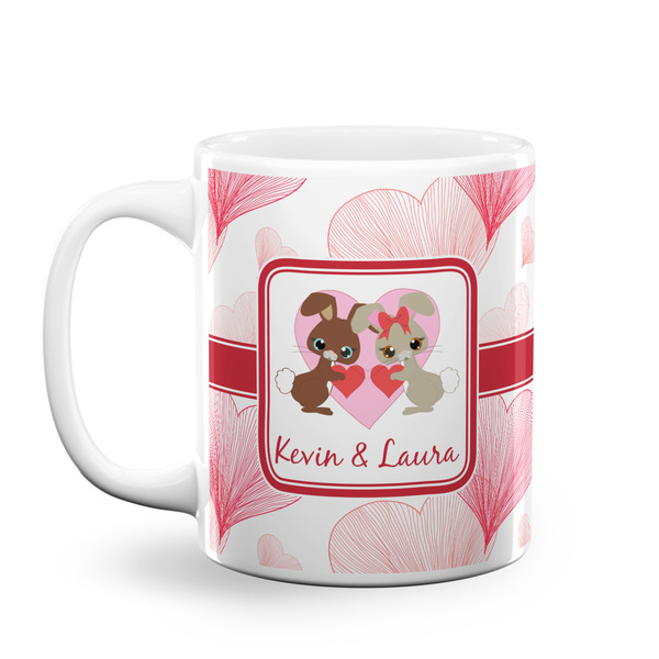 Custom Hearts & Bunnies Coffee Mug (Personalized)