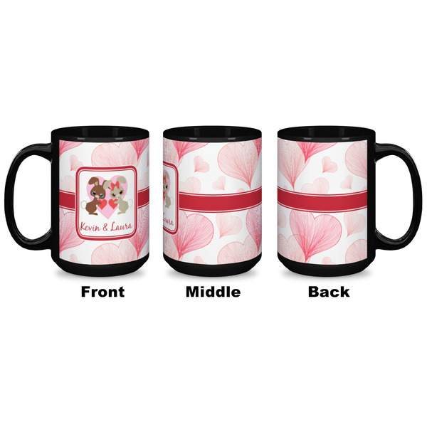 Hearts & Bunnies Coffee Mug - 15 oz - Black APPROVAL