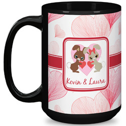 Hearts & Bunnies 15 Oz Coffee Mug - Black (Personalized)