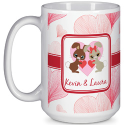 Hearts & Bunnies 15 Oz Coffee Mug - White (Personalized)
