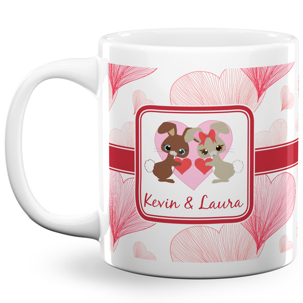 Custom Hearts & Bunnies 20 Oz Coffee Mug - White (Personalized)