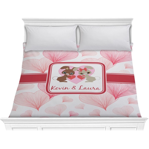 Custom Hearts & Bunnies Comforter - King (Personalized)