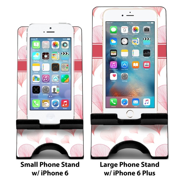 Hearts & Bunnies Compare Phone Stand Sizes - with iPhones