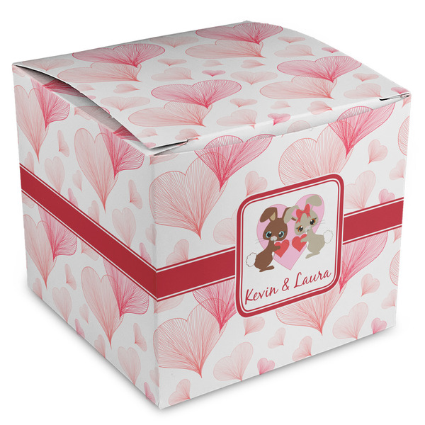 Custom Hearts & Bunnies Cube Favor Gift Boxes (Personalized)