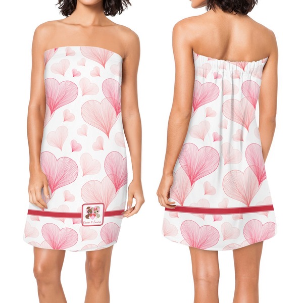 Hearts & Bunnies Custom Bath Wrap - Front & Back View