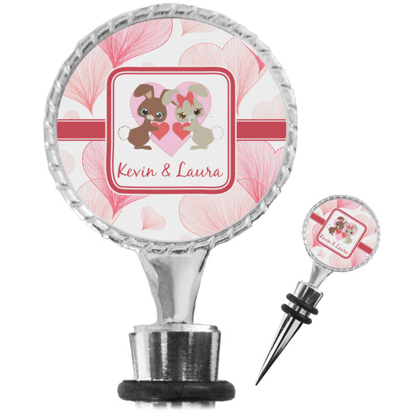Custom Hearts & Bunnies Wine Bottle Stopper (Personalized)