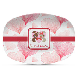Hearts & Bunnies Plastic Platter - Microwave & Oven Safe Composite Polymer (Personalized)