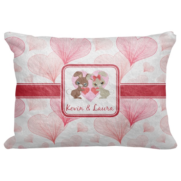 Custom Hearts & Bunnies Decorative Baby Pillowcase - 16"x12" (Personalized)