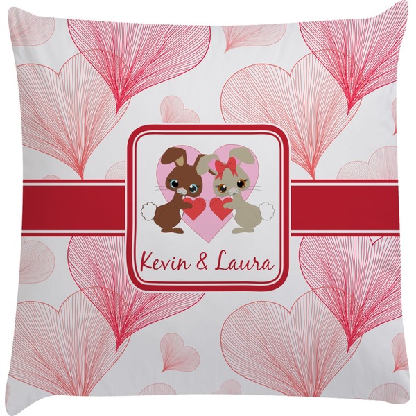 Custom Hearts & Bunnies Decorative Pillow Case (Personalized)