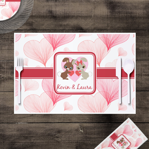 Hearts & Bunnies Disposable Paper Placemat - In Context