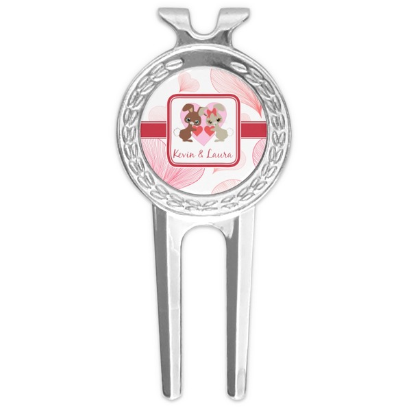 Custom Hearts & Bunnies Golf Divot Tool & Ball Marker (Personalized)