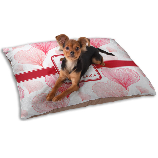 Custom Hearts & Bunnies Dog Bed - Small w/ Couple's Names