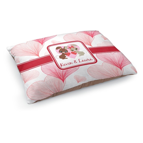 Custom Hearts & Bunnies Dog Bed - Medium w/ Couple's Names
