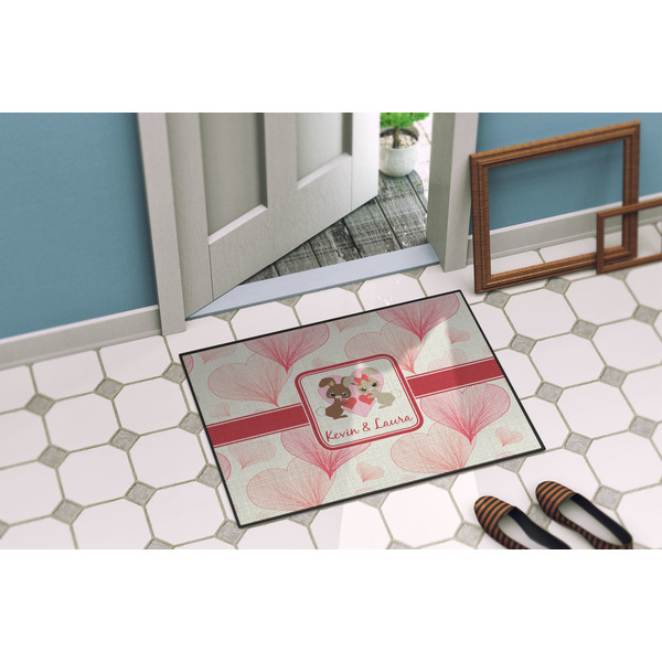 Hearts & Bunnies Door Mat Lifestyle