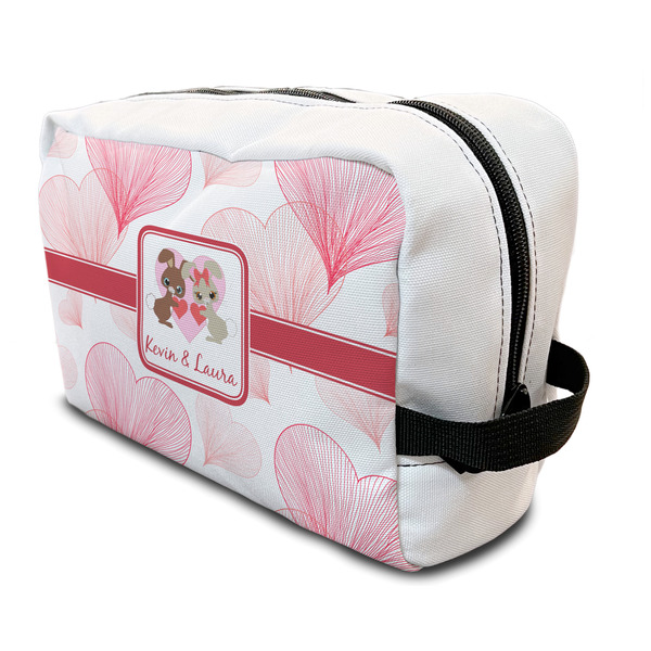 Custom Hearts & Bunnies Toiletry Bag / Dopp Kit (Personalized)