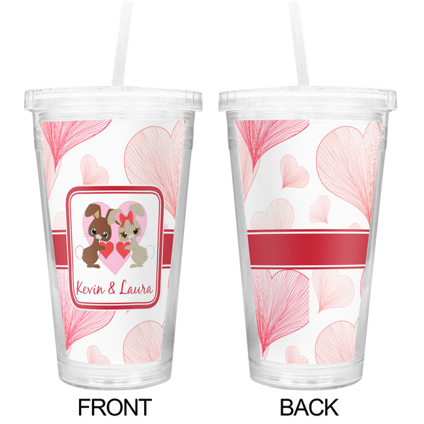 Hearts & Bunnies Double Wall Tumbler with Straw - Approval