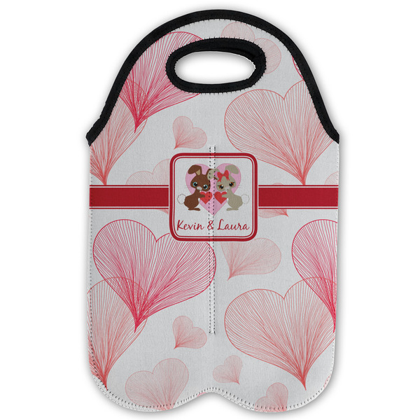 Hearts & Bunnies Double Wine Tote - Flat (new)